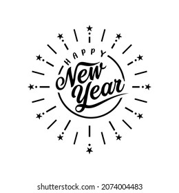 Happy New Year. Holiday Vector Illustration With Lettering Composition Vintage festive label