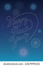 Happy New Year. Holiday Vector Illustration. Shiny rhinestone Lettering Composition With firework.