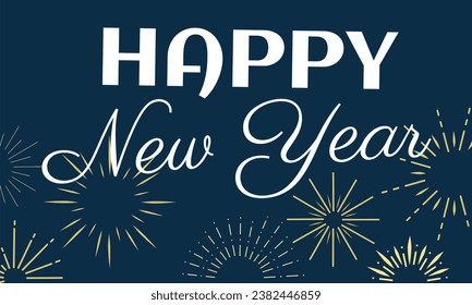 Happy New Year. Holiday Vector Illustration with fireworks - Vector