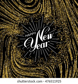 Happy New Year. Holiday Vector Illustration. Lettering Composition With Golden Glitters