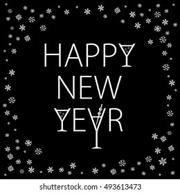 Happy New Year. Holiday Vector Illustration. snowflake wineglass champagne art