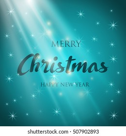 Happy New Year. Holiday Vector Illustration. Shiny Lettering Composition With Stars And Sparkles