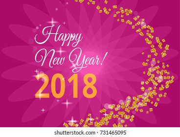 Happy New Year. Holiday Vector Illustration. Shiny Lettering Composition With Stars And Sparkles EPS10