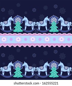 Happy New Year Horses Christmas  pattern 