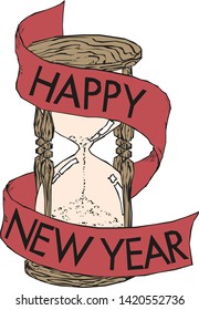 Happy New year hourglass designed