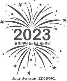 Happy new year icon, new year celebrating icon black vector