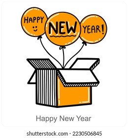 Happy New Year icon concept