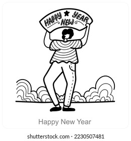 Concepto de icono de Feliz Año Nuevo