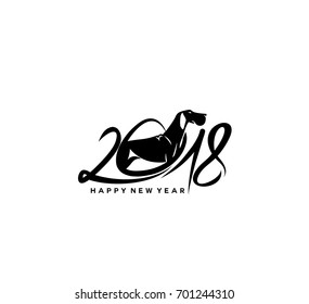 Happy new year icon, dogs year, 2018, zodiac, chinese, malaysia, asian, celebration, togetherness, friends and family, beginning, white background, vector illustration