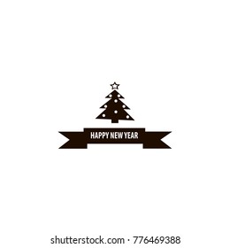 Happy New Year icon. flat design