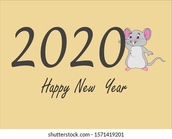 Happy new year icon, year of the rat 2020