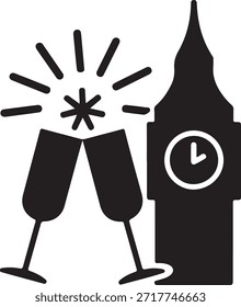 Conjunto de iconos de año nuevo feliz aislado en el fondo blanco. Este es un archivo de Vector editable eps.
