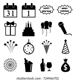 happy new year icon set