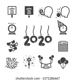 happy new year icon set/Flat icon set design, Out line vector icon set for design.