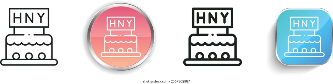 happy new year icon. Thin Linear, Regular and Button Style Design Isolated On White Background