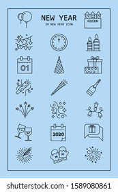 Happy new year icon vector. Set of icons.