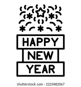 Imagen vectorial del icono Feliz Año Nuevo. También se puede usar para aplicaciones web, aplicaciones móviles y medios impresos.