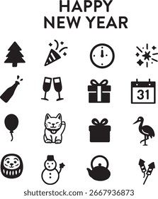 Conjunto de Vector de icono de año nuevo feliz