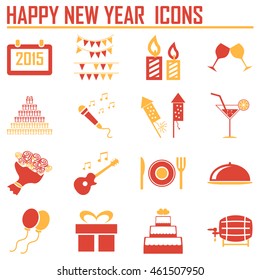 Happy New Year icons isolated on white background