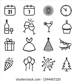 Happy new year icons vector symbols
