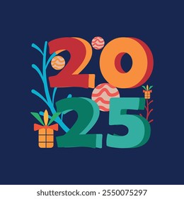 happy new year  icons vector design 2025
