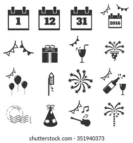 happy new year icons, vector illustration symbol