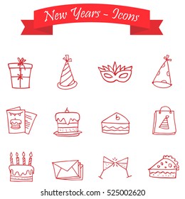 Happy New Year icons vector art