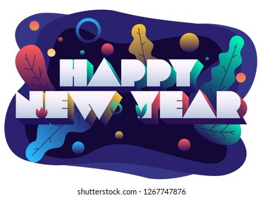 Happy New Year Illustration background sign greetings card, wrapping paper
