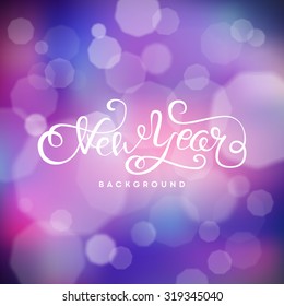Happy New Year illustration with blur lights