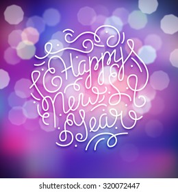 Happy New Year illustration with blur lights