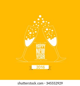 Happy new year illustration or greeting card with beautiful typography,