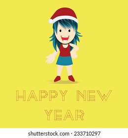 Happy New year illustration over color background