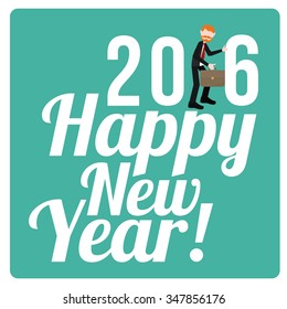 Happy New year illustration over color background