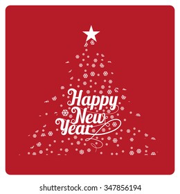 Happy New year illustration over color background