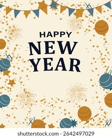  Happy New Year Illustration Set: Celebrating the New Year