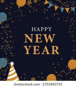  Feliz Ano Novo Conjunto de Ilustração: Celebrando o Ano Novo