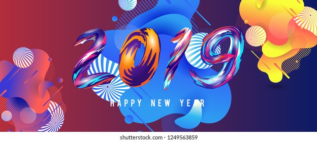 Happy New Year illustration. Vector Holiday Design for Premium Greeting Card, Party Invitation.