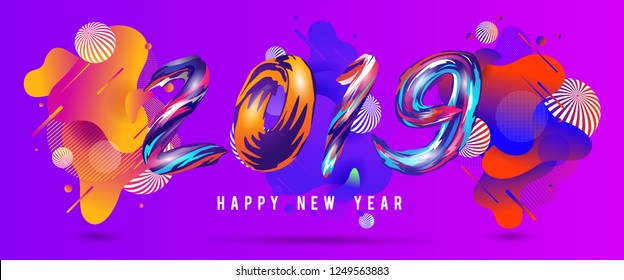 Happy New Year illustration. Vector Holiday Design for Premium Greeting Card, Party Invitation.