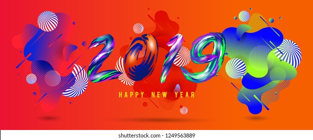 Happy New Year illustration. Vector Holiday Design for Premium Greeting Card, Party Invitation.