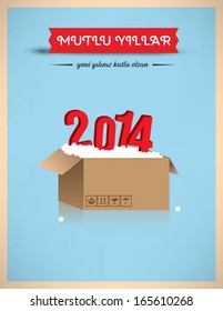 Happy new year illustration vector in Turkish