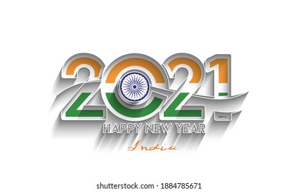 Happy New Year india 2021 Text Typography Design Banner Poster, Vector illustration.