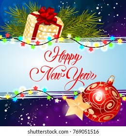 Happy New Year Inscription with Lights