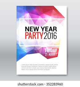 Happy New Year invitation Card, brochure template cover, vector illustration