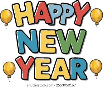happy new year isolate lettering postet,banner vector