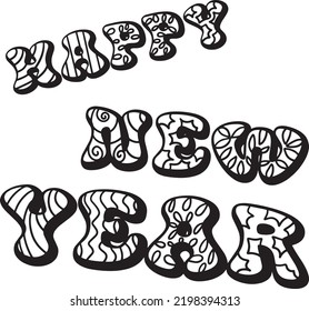 Happy New Year Isolated Coloring Page for Kids