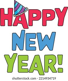 Happy New Year January 1 Cartoon Colored Clipart 