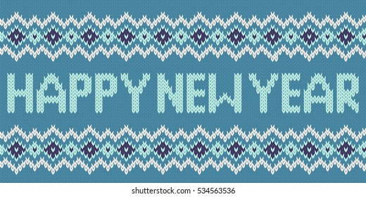 Happy New Year knitting background.Typography knit letters.