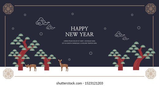 Happy New Year Korean traditional background