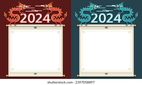 Happy New Year, Korean traditional frame design (Korean translation: Happy New Year.)
