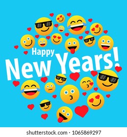 happy new year, label or sign for greeting card or poster